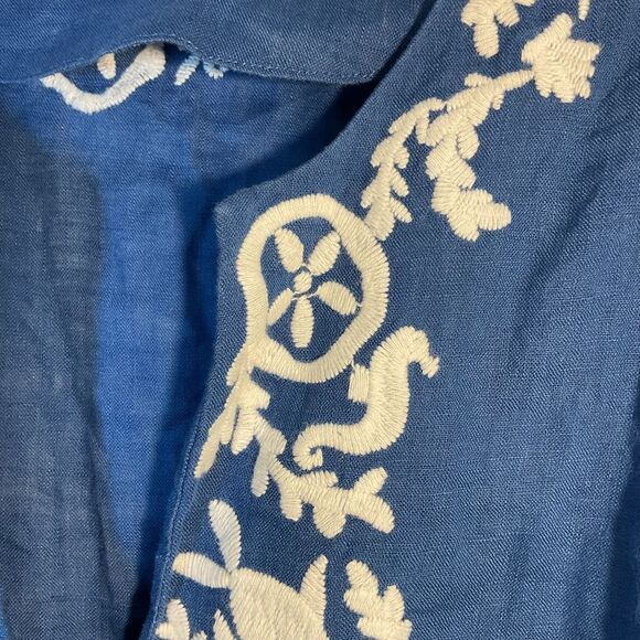 Lilly Pulitzer Ladies Amelia Island Tunic Blue White XS Casual 97700 Linen - Picture 5 of 12